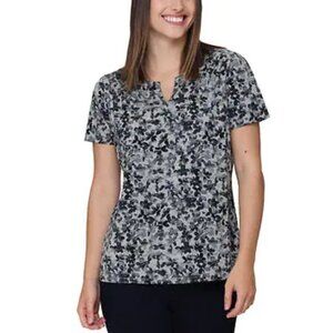 NEW Nicole Miller Printed Ruched Tshirt | Grey